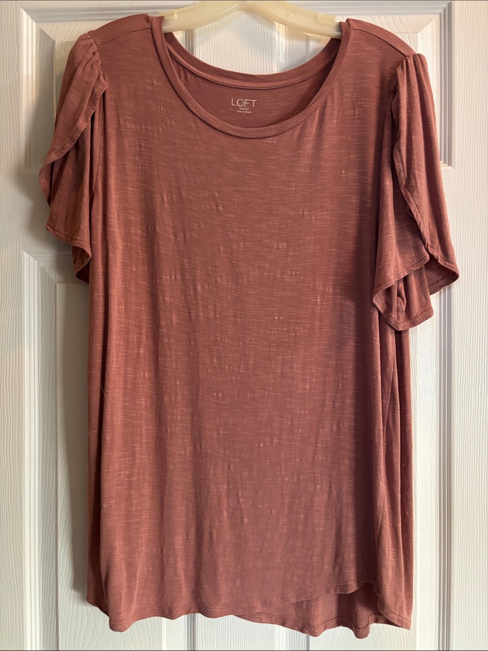 LOFT Mauve/Pink Short Sleeve Flutter Tee